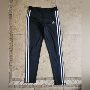 Adidas Kids Black Leggings with White Stripes